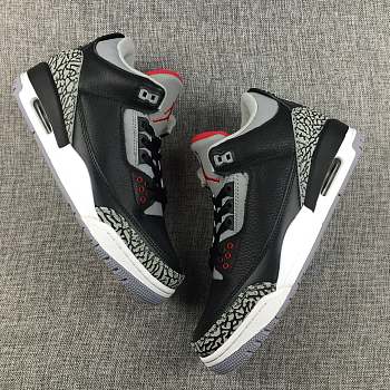 Air Jordan 3 Black Cement Re-engraved NIKE LOGO original 580775-0108