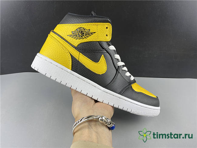 Air Jordan 1 Mid Quai 54 Black White Yellow CJ9219-700 - 1