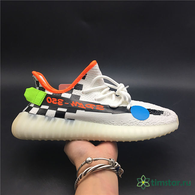 Off White x Adidas Yeezy Boots 350 V2 White Black Unixex Running shoes - 1