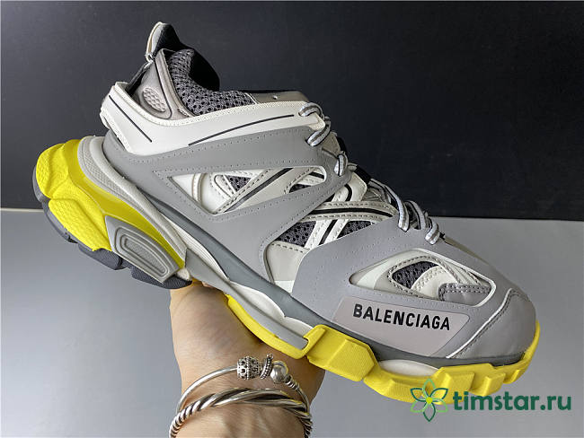 Blncig Track Trainers Grey White Yellow - 1