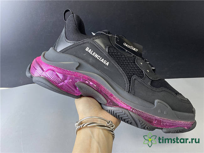 Blncig Triple S Clear Sole Black/Pink Neon - 1