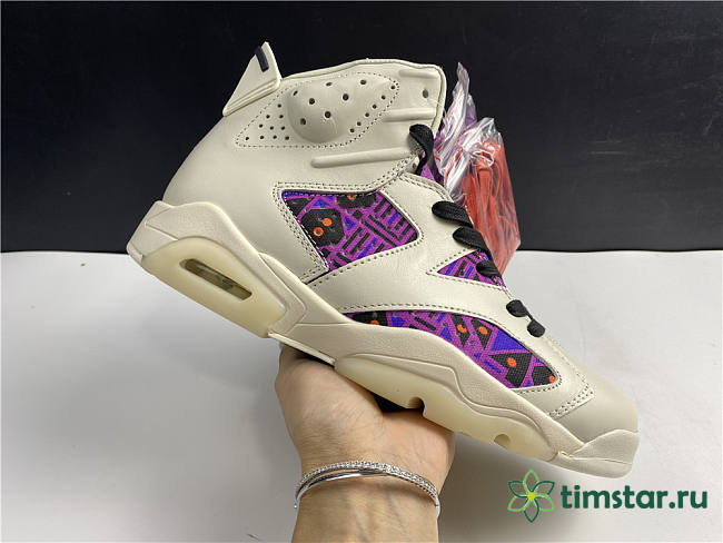 Air Jordan 6 Quai 54 Beige Purple Plaid CZ4152-101 - 1