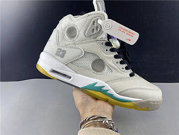 2020 OFF-WHITE x Air Jordan 5 Grey/Green-White CT8480-105