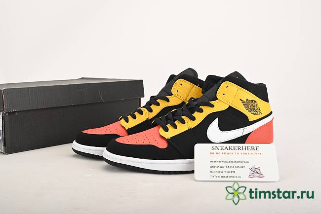 Air Jordan 1 Mid Black Amarillo Orange 852542-087 - 1