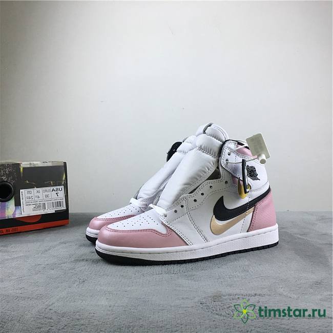 2019 Air Jordan 1 High OG GS White Pink Black 555088-688 - 1