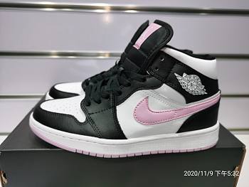 Air Jordan 1 Mid White Black Light Arctic Pink 555112-103 