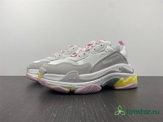 Blncig TRIPLE S SNEAKERS WHITE/LIGHT GREY/PINK/YELLOW - 1