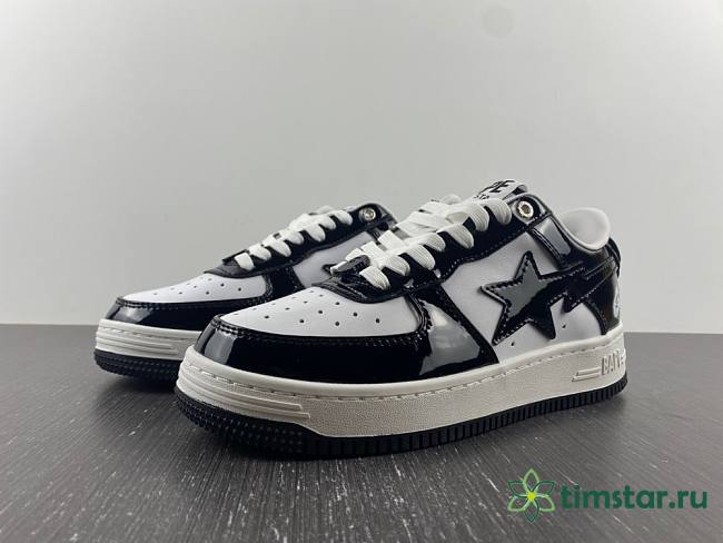 A Bathing Ape Bape Sta Patent Leather Black White 1I70191002 - 1