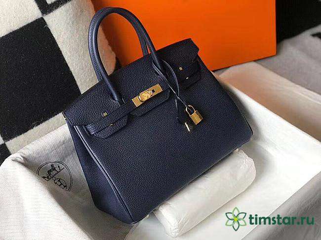 Hrms Birkin Small Bag Dark Blue 25cm - 1