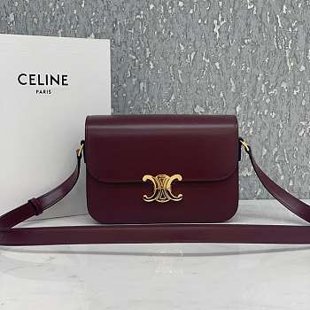 Celin Triomphe Shoulder Bag Dark Red 22CM