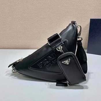 Pradaa Triangle Leather Shoulder Bag Black