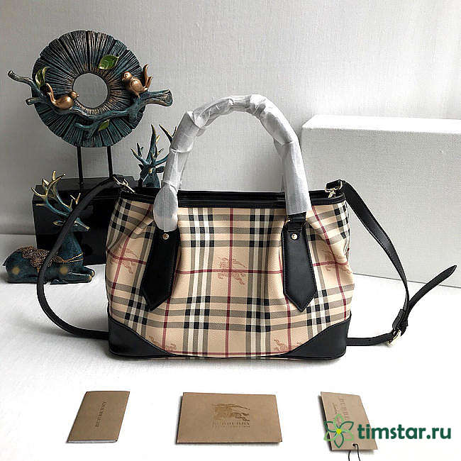 Brbbrry Original Check Tote Handbag in Black - 1