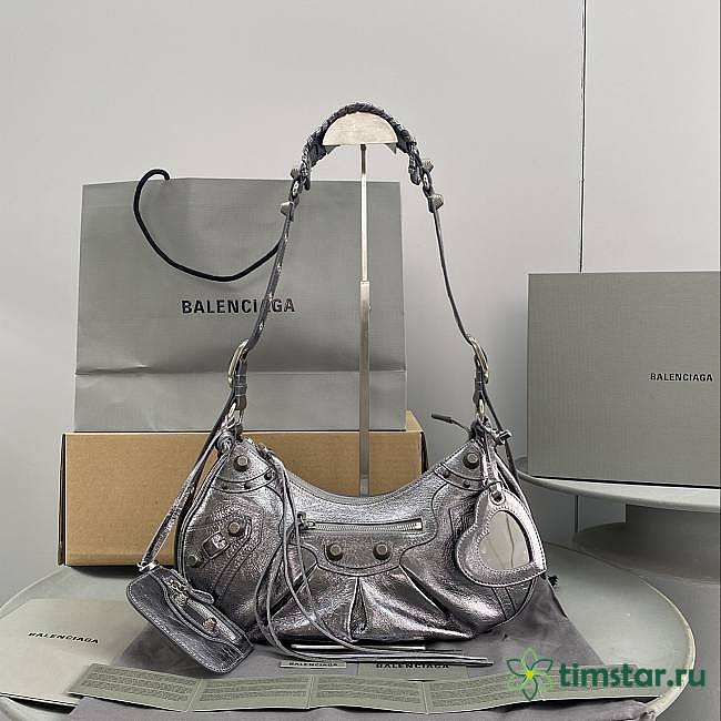 Blncig Le Cagole Handbag Silver Black 33CM - 1