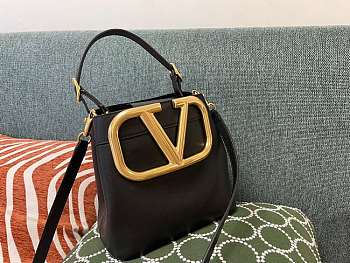 Vallentinno V Logo Bucket Bag Black 20cm