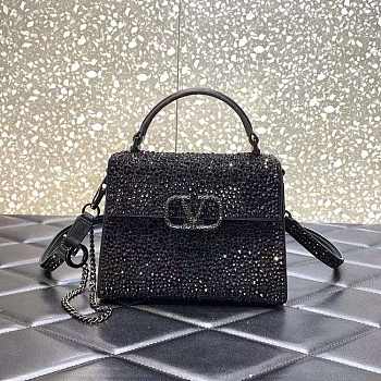 Vallentinno Mini Vsling Handbag with Sparkling Embroidery Black