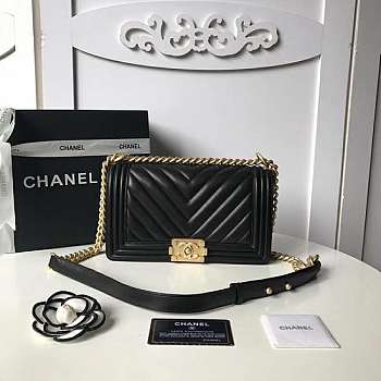 Channe1 Leboy Lambskin Black 25cm