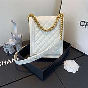 Channe1 Boy Hangbag Calfskin White with Gold Hardware AS0130 - 6