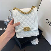 Channe1 Boy Hangbag Calfskin White with Gold Hardware AS0130 - 3