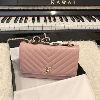 Channe1 WOC Lambskin Pink Bag 19CM