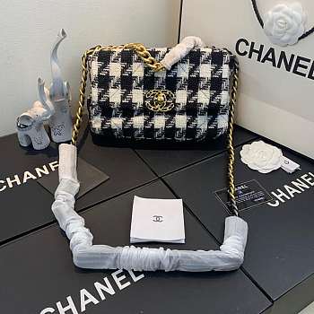 Channe1 19 Flap Black and White Bag 26cm