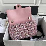 Channe1 Tweed Pearl Handle Pink Flap Bag 25cm - 3