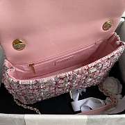 Channe1 Tweed Pearl Handle Pink Flap Bag 25cm - 2