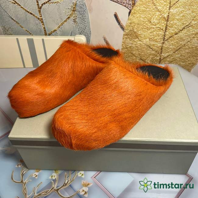 marnii fur slippers orange - 1