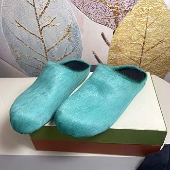 marnii fur slippers cyan