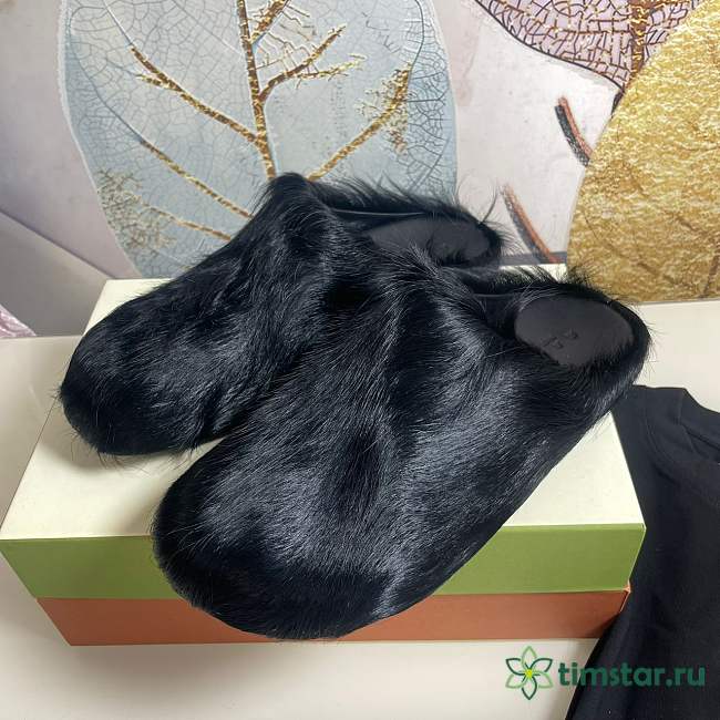 marnii fur slippers black - 1