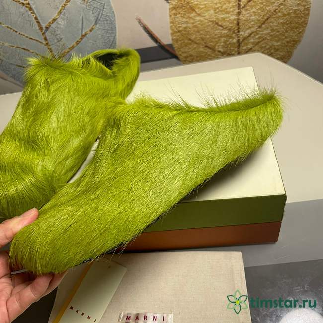 marnii fur slippers green - 1