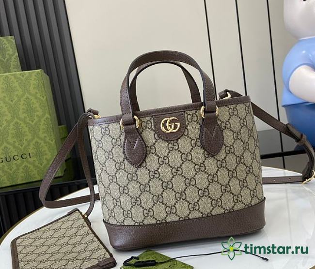 Guccii1 OPHIDIA MINI TOTE BROWN- 22cmx 18cm x 10cm - 1