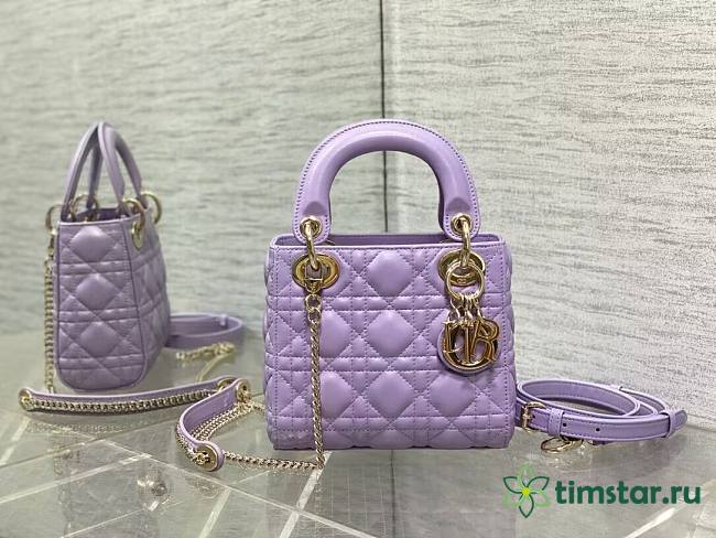 Dioorr Mini Lady Bag in Lilac Cannage Lambskin 20cm - 1