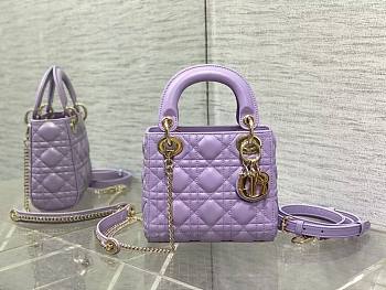 Dioorr Mini Lady Bag in Lilac Cannage Lambskin 20cm