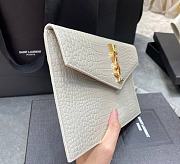 YSll  Uptown Pouch In Crocodile Embossed Shiny Leather White - 27×16×2cm - 2