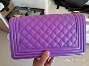 Channe1 Caviar Quilted Medium Boy Flap Purple 24.5cm - 3