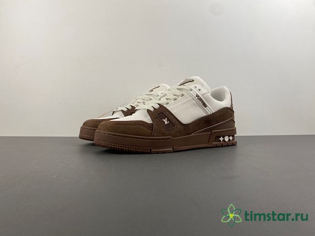 Louis Vuitton LV trainer White Brown sneaker - 1
