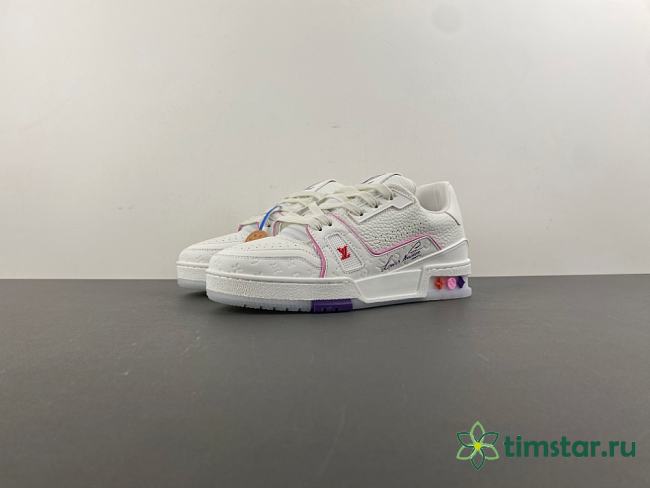 Louis Vuitton LV trainer white and pink - 1