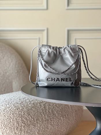Chanel mini Shopping High quality grey Bag 19x20x6cm