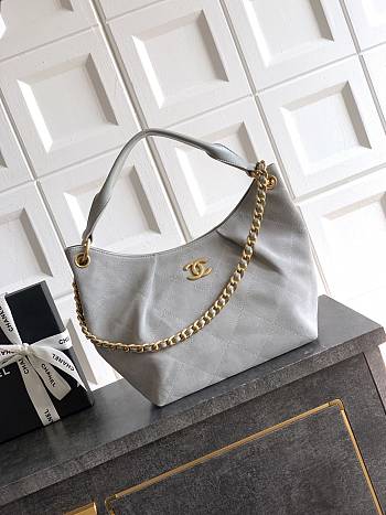 Chanel Hobo High quality grey bag 24*31*10cm