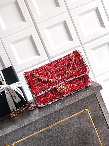 Chanel High quality 25k New Knitting OHANEL red bag 25cm