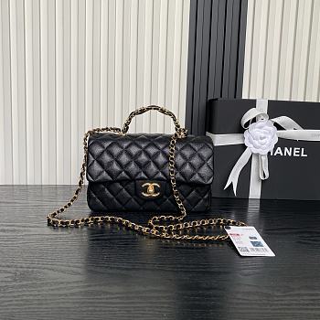 Chanel gold chain 25B double C logo handle CF mini black bag AS5702 13.5×22.5×6cm