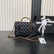Chanel gold chain 25B double C logo handle CF mini black bag AS5702 13.5×22.5×6cm - 4