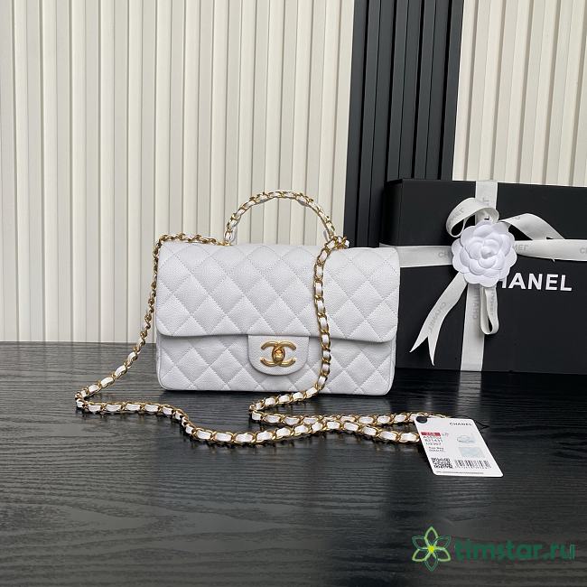 Chanel gold chain 25B double C logo handle CF mini white bag AS5702 13.5×22.5×6cm - 1