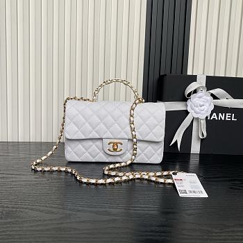 Chanel gold chain 25B double C logo handle CF mini white bag AS5702 13.5×22.5×6cm