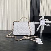 Chanel gold chain 25B double C logo handle CF mini white bag AS5702 13.5×22.5×6cm - 4