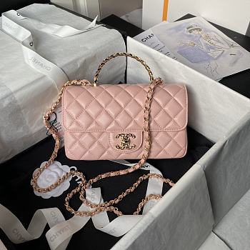 Chanel 24A double C logo handle CF mini pink bag AS4924