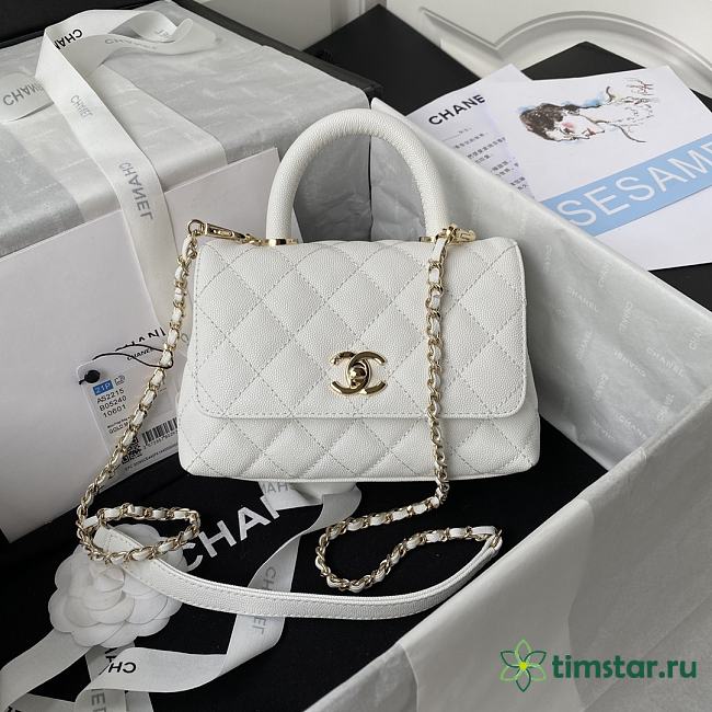 Chanel mini Coco Handle bag white AS2215 13*19*9cm - 1