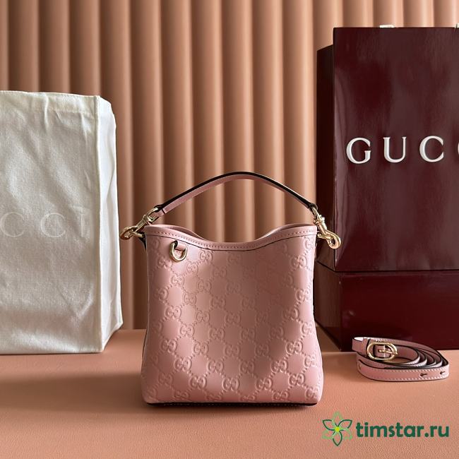 Gucci Emblem crossbody pink bag 19*18*11cm - 1