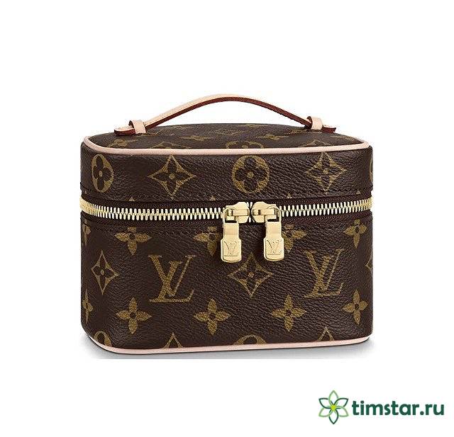 LOUIS VUITTON NICE NANO Classic Monogram Zipper Closure Makeup Handbag - 1