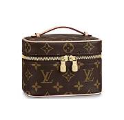 LOUIS VUITTON NICE NANO Classic Monogram Zipper Closure Makeup Handbag - 1
